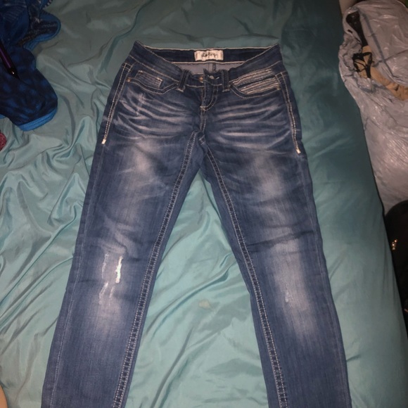 Daytrip Jeans Dark Blue Ripped Skinny Daytrip Jeans Size 24r In